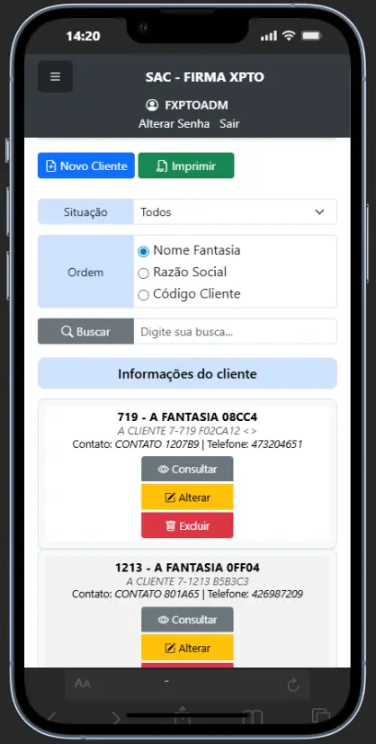Pedido no celular