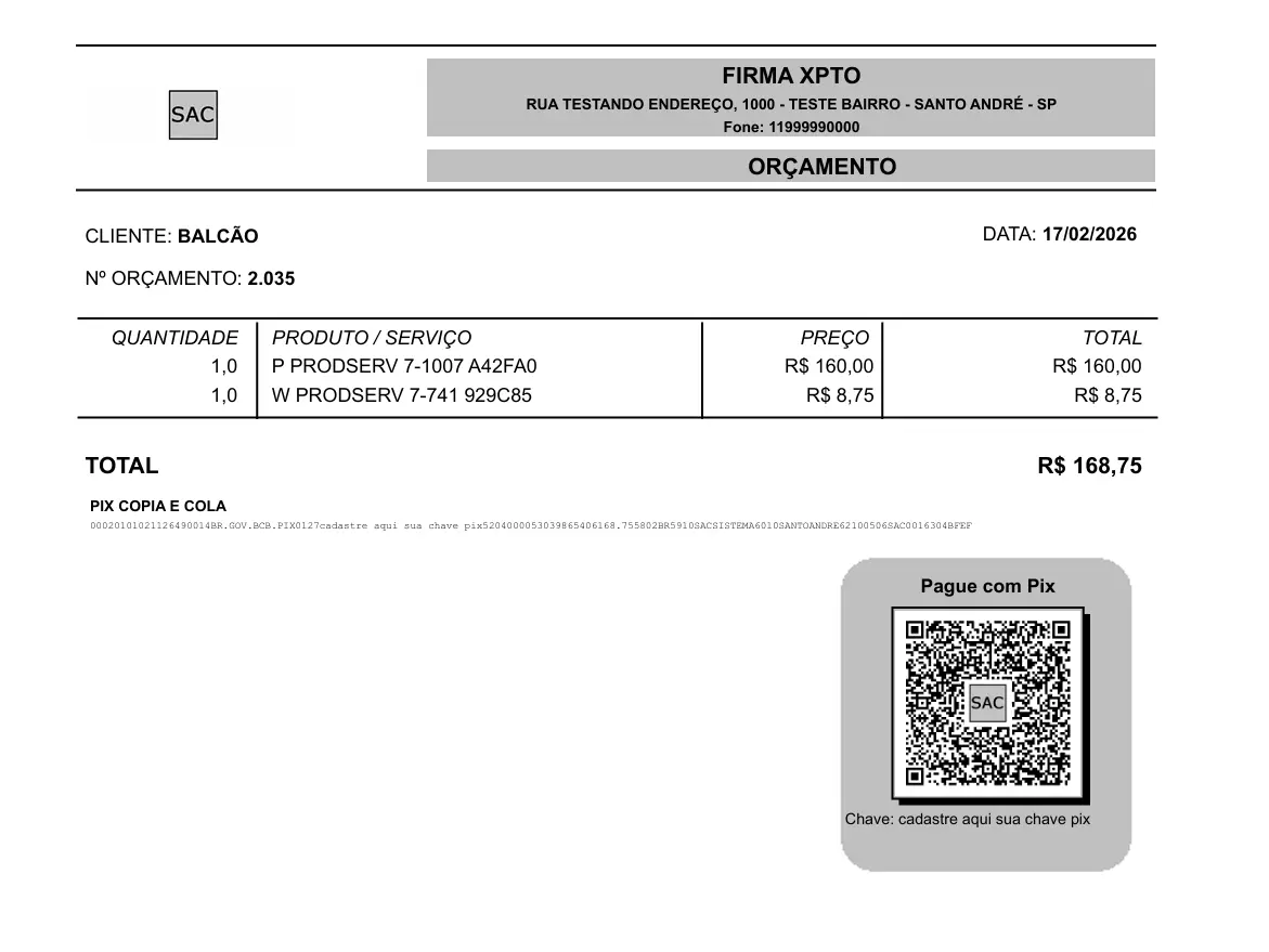 Recebimento via Pix no sistema SAC